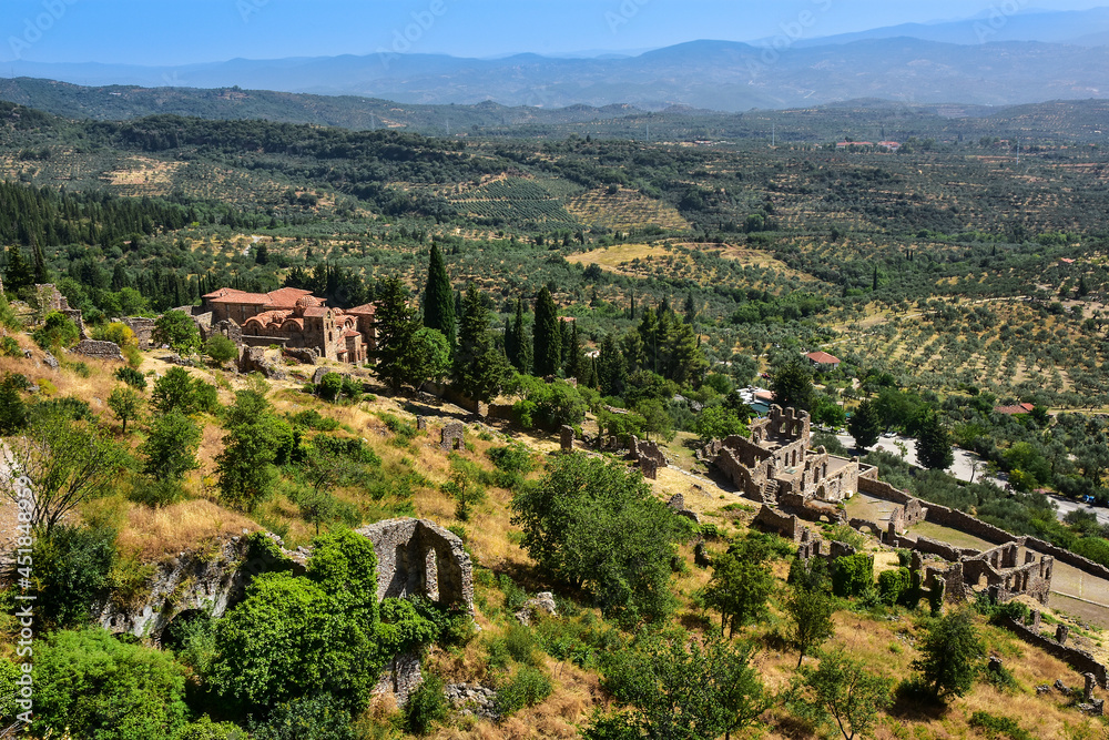 Mystras fortress and Byzantine city in Greece 