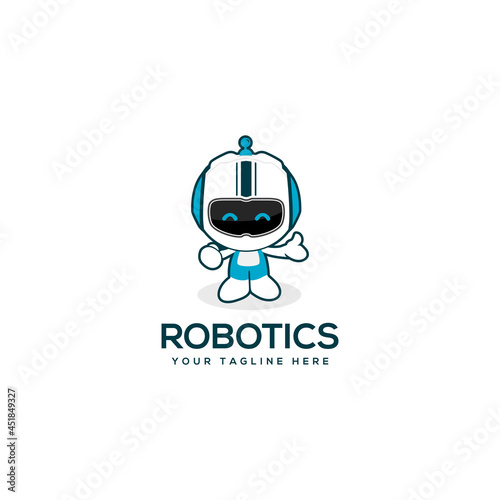 Cute robot mascot logo vector illustration
