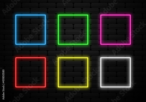 set of futuristic neon light shape