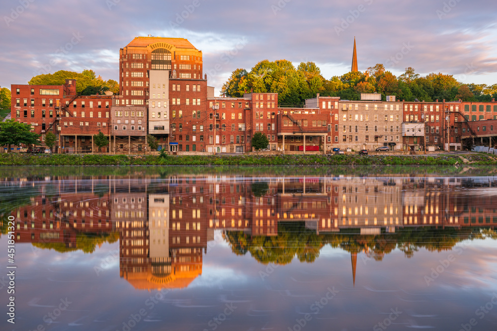 Augusta, Maine, USA downtown skyline on the Kennebec River. Augusta, Maine, USA downtown skyline on the Kennebec River.
