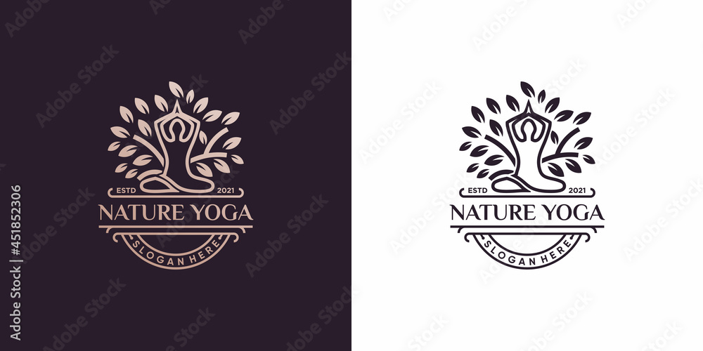 Yoga logo with creative element style Premium Vector part 2