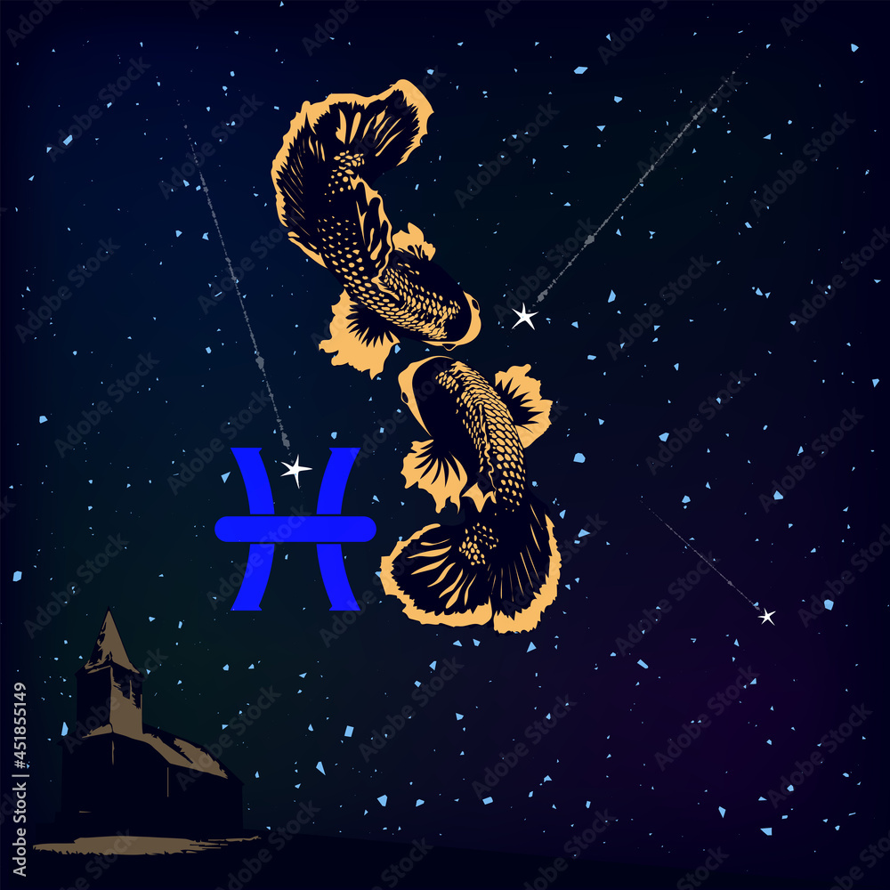 Zodiac sign pisces on the background of endless space. Zodiac sign pisces on the background of endless space.