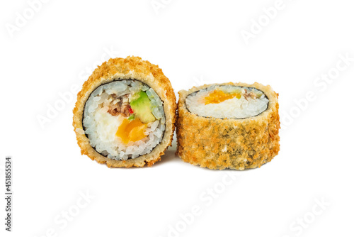 japanese deep-fried sushi rolls on a white background
