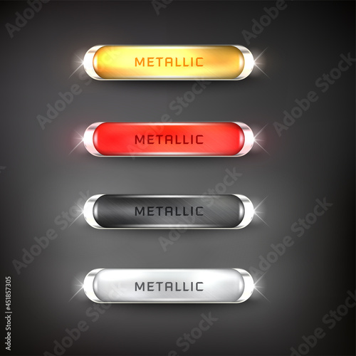 Buttons set web steel on background color black 11