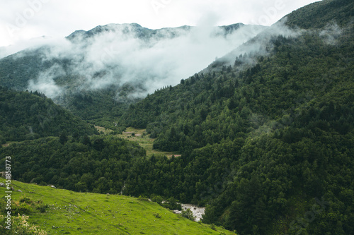 Fototapeta Naklejka Na Ścianę i Meble -  A beautiful landscape photography in Caucasus Mountains in Georgia.
