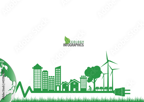 Ecology connection  concept background . Vector infographic illustration
