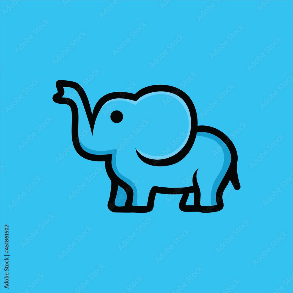 Cute elephant logo. Elephant logo sign vector illustration set design