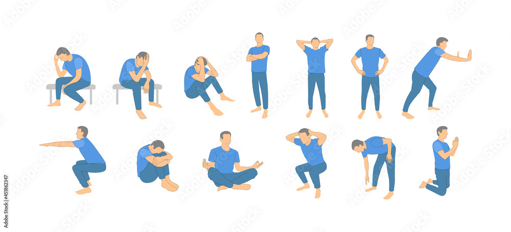 Man different poses. Body position man. Sit, stand. Man different poses. Body position man. Sit, stand.