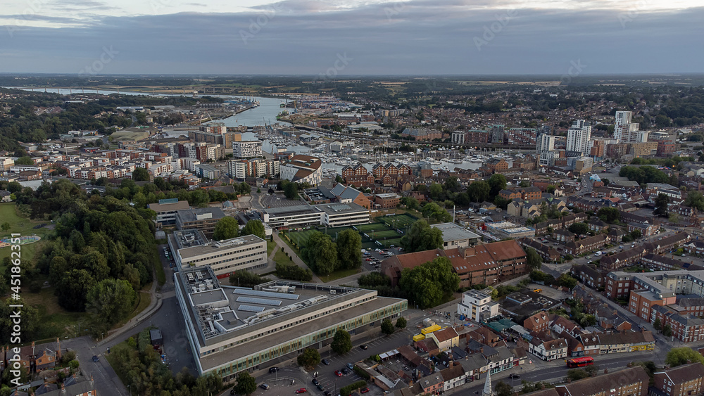An aerial view of the University of Suffolk in Ipswich, UK
