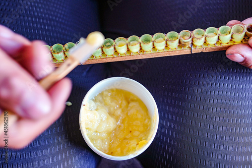 Manually obtain royal jelly, natural food