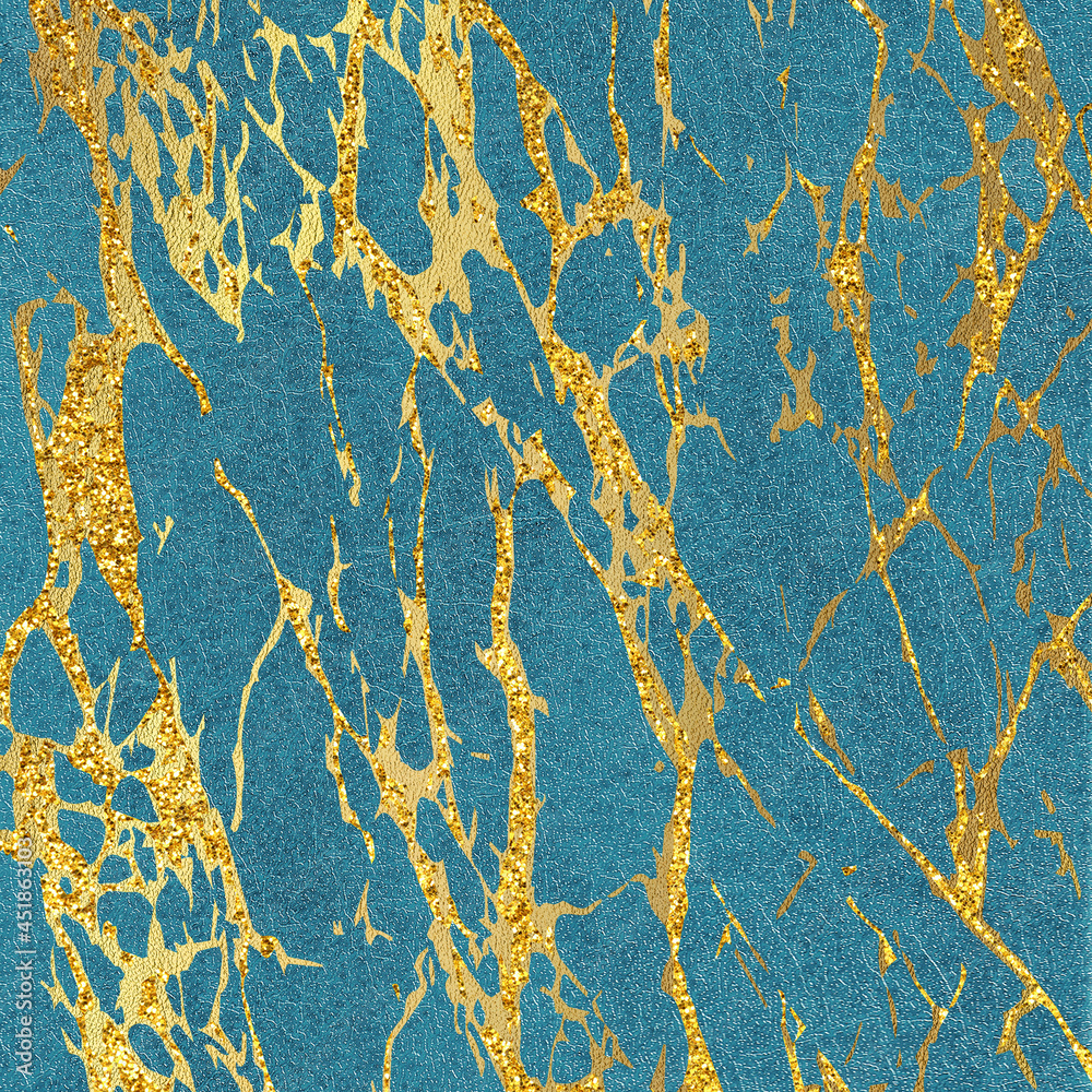 Blue abstract leather background. Scrapbook paper with metal gold veins of marble Blue abstract leather background. Scrapbook paper with metal gold veins of marble