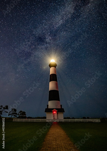 Bodie Island Lighthouse in North Carolina at Night  photo