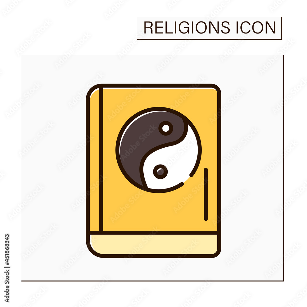 Confucianism color icon. Sacred texts. Book of Rites. Social norms of society, rites and court ceremonies. Religion concept. Isolated vector illustration Confucianism color icon. Sacred texts. Book of Rites. Social norms of society, rites and court ceremonies. Religion concept. Isolated vector illustration