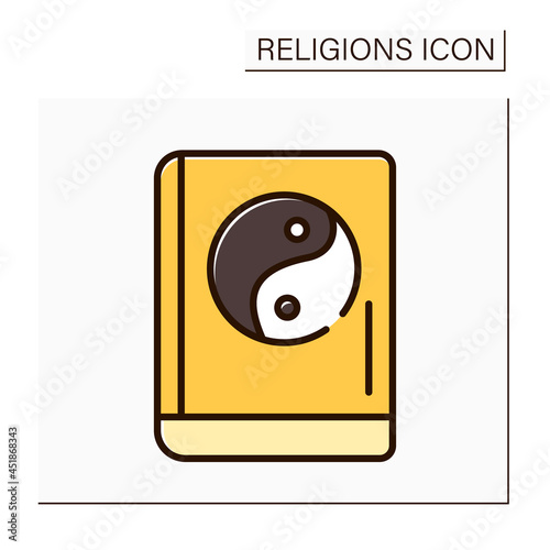 Confucianism color icon. Sacred texts. Book of Rites. Social norms of society, rites and court ceremonies. Religion concept. Isolated vector illustration