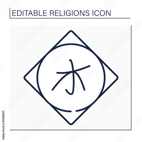 Confucianism line icon. Chinese ethical and philosophical belief.Humanistic or rationalistic religion, a way of governing and life. Religion concept. Isolated vector illustration. Editable stroke
