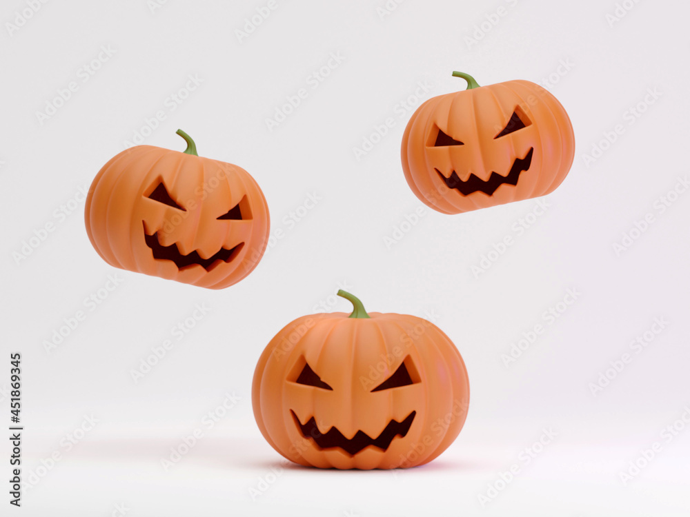 Many Halloween Pumpkins in a row isolated on background 3d rendering Many Halloween Pumpkins in a row isolated on background 3d rendering