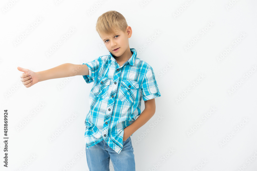 Portrait of happy little boy over white background Portrait of happy little boy over white background