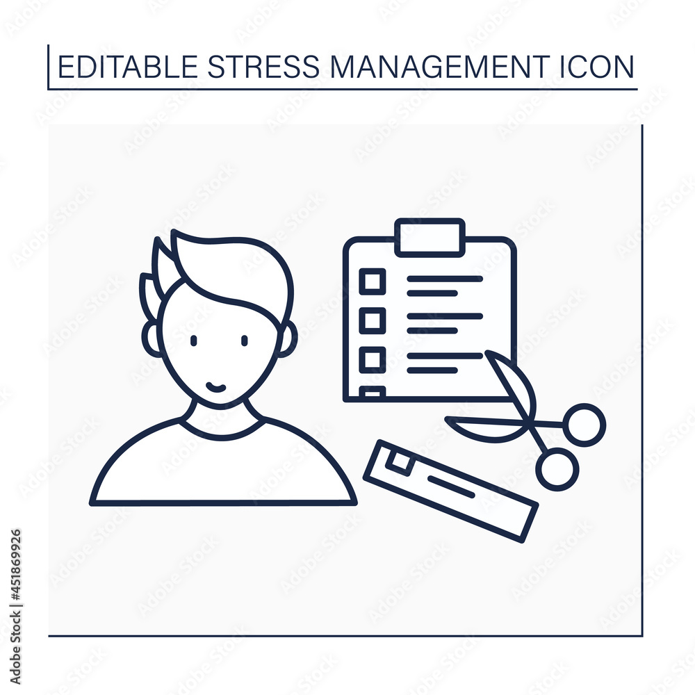 To do list line icon. Eliminate unimportant tasks. Emotional and ...