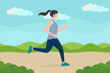 illustration of a beautiful girl jogging in the park.