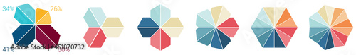 Hexagonal or triangular shapes arranged on circle, forming quartz crystal like object, can be used as infographics element