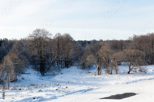 frozen water in the river