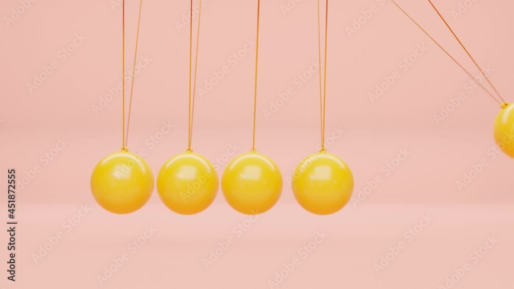 Newton cradle with balancing pendulum of silver metal balls hanging background isolated with shadows. 3d render Newton cradle with balancing pendulum of silver metal balls hanging background isolated with shadows. 3d render