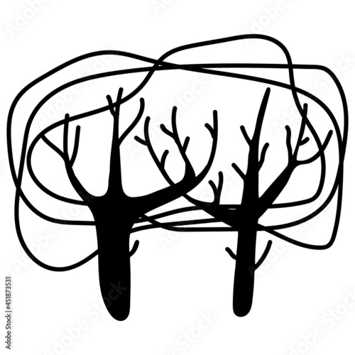 Doodle tree. Hand drawn sketched. Vector Illustration.