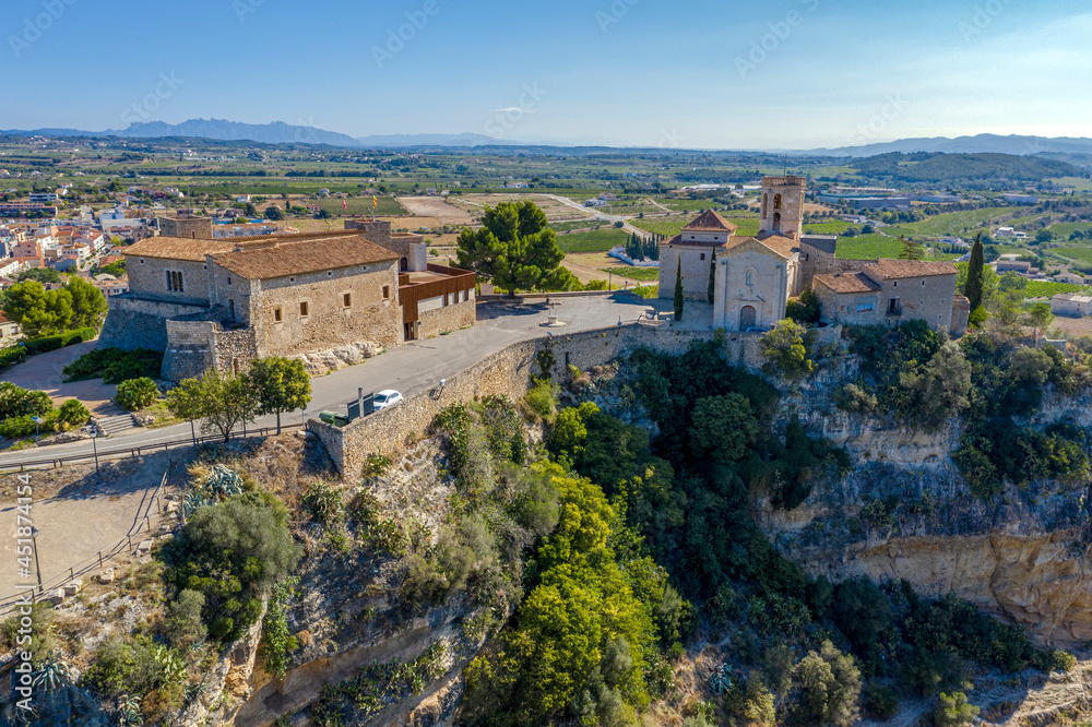 Castle and Santa Maria Church in Sant Marti Sarroca Spain