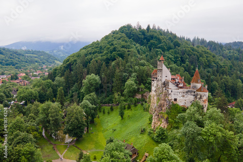 Aerial view of Dracula castle  romanian famous transylvania