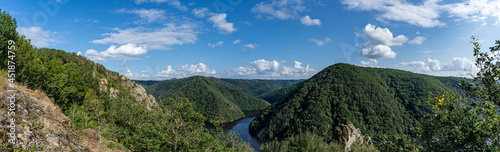 Panorama of the Belvedere de Gratte Bruyere and its valley with the Dordogne  Correze  Summer 2021