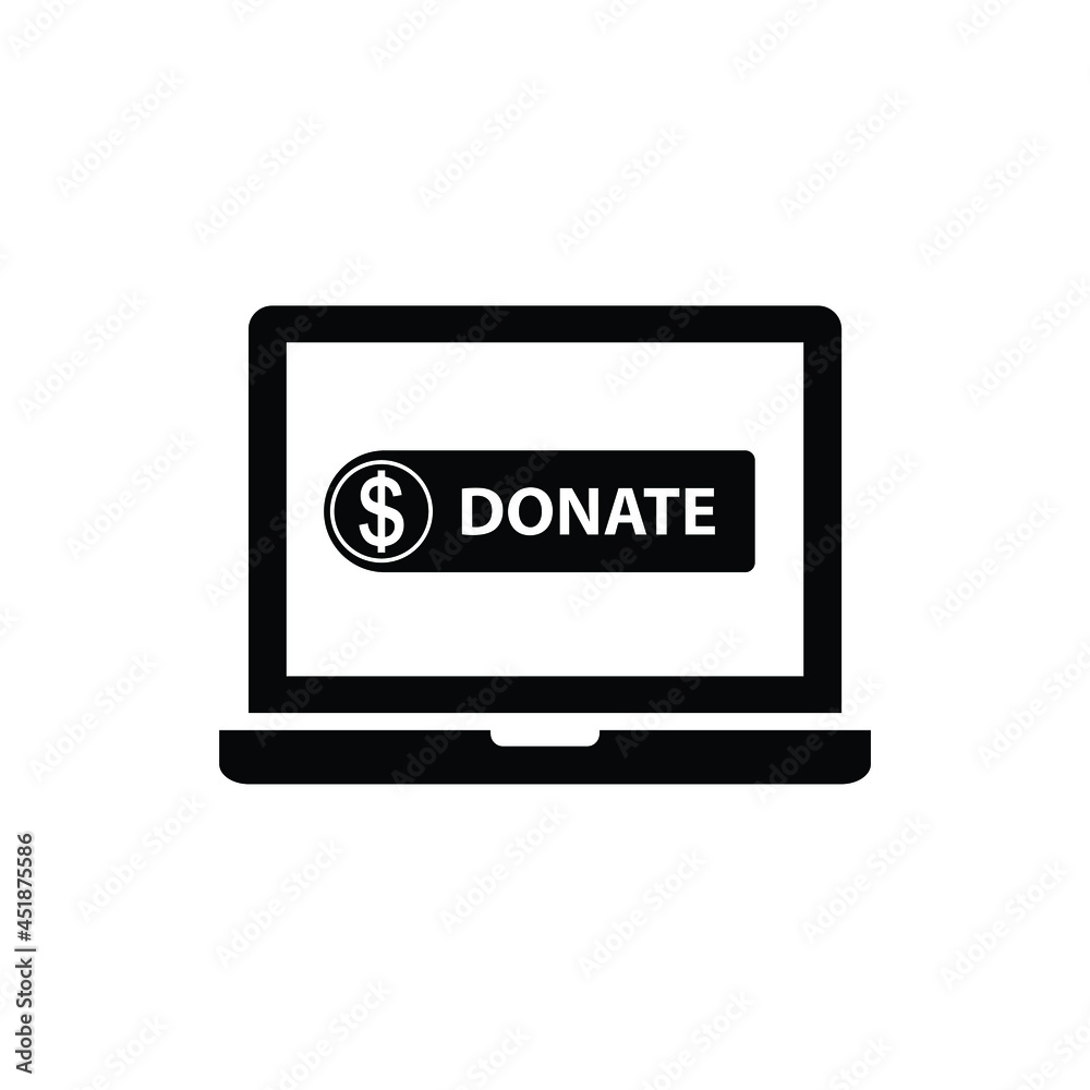 laptop with donate icon button vector. help, aid sign laptop with donate icon button vector. help, aid sign