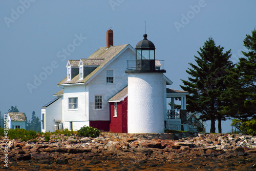 Eggemoggin Lighthouse, also Known as Blue Hill Bay Light, At Low Tide in Maine photo