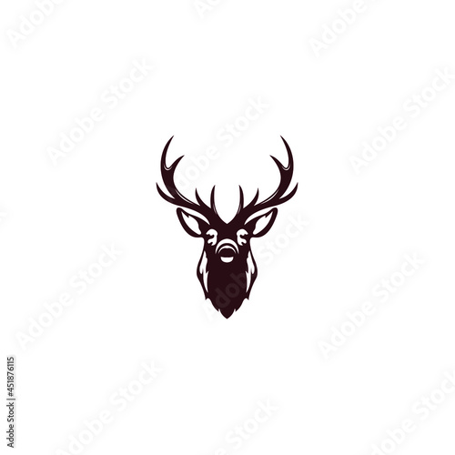 vector head horned deer silhouette hunting inspiration logo design 