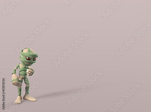 3D-illustration of a cute and funny thinking cartoon mummy. isolated rendering object