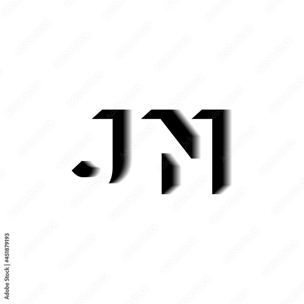 JN Monogram Shadow Shape Style Stock Vector