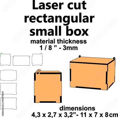 Laser cut rectangular small box pattern design