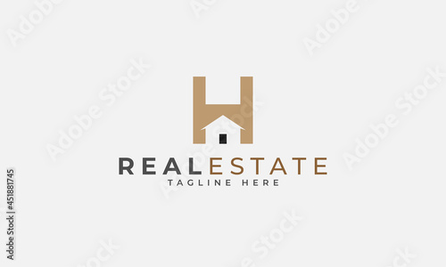 Initial H Real Estate logo, letter H and House icon combination, flat design logo template, vector illustration