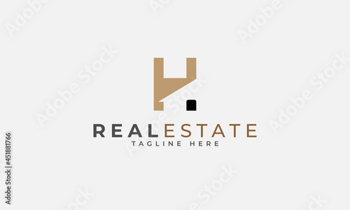 Initial H Real Estate logo, letter H and House icon combination, flat  logo design template, vector illustration