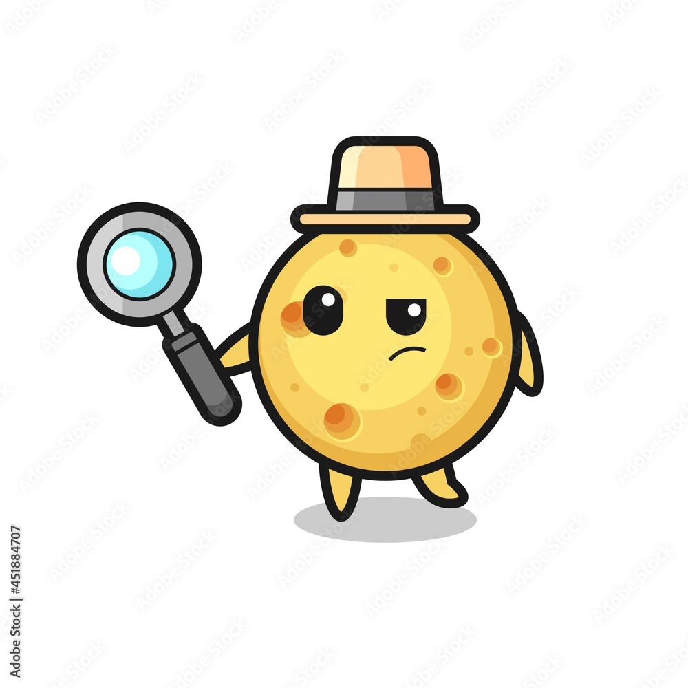 round cheese detective character is analyzing a case