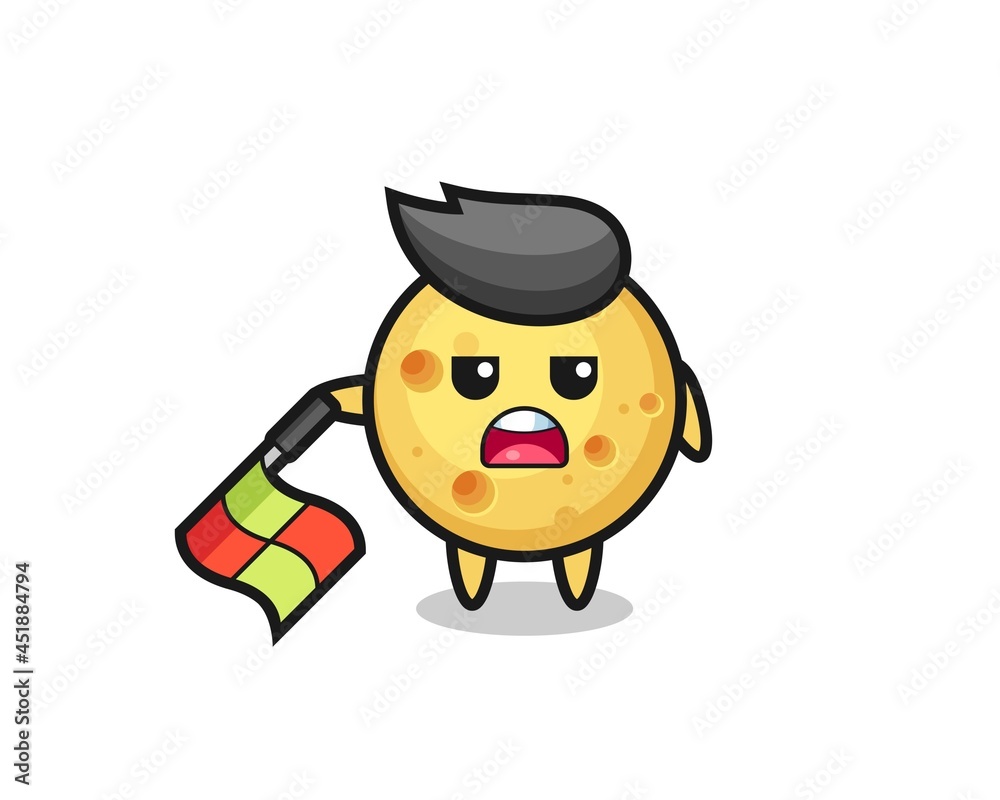 round cheese character as line judge hold the flag down at a 45 degree angle round cheese character as line judge hold the flag down at a 45 degree angle