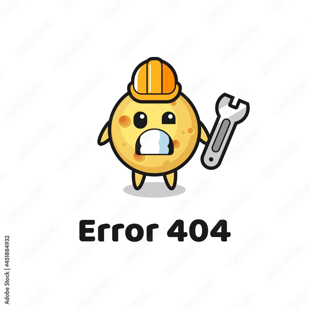 error 404 with the cute round cheese mascot