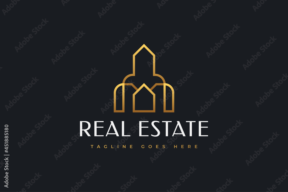 Gold Real Estate Business Logo Design