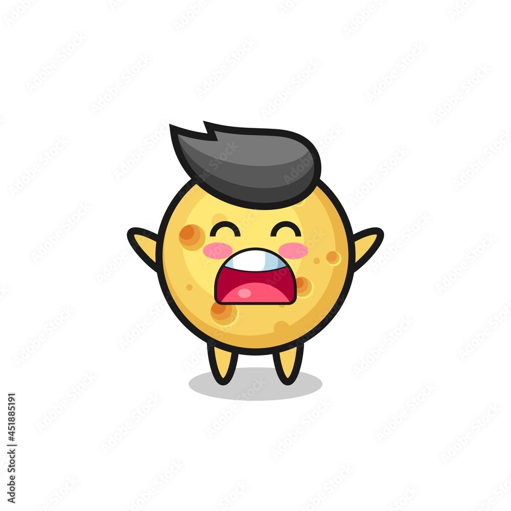 cute round cheese mascot with a yawn expression cute round cheese mascot with a yawn expression