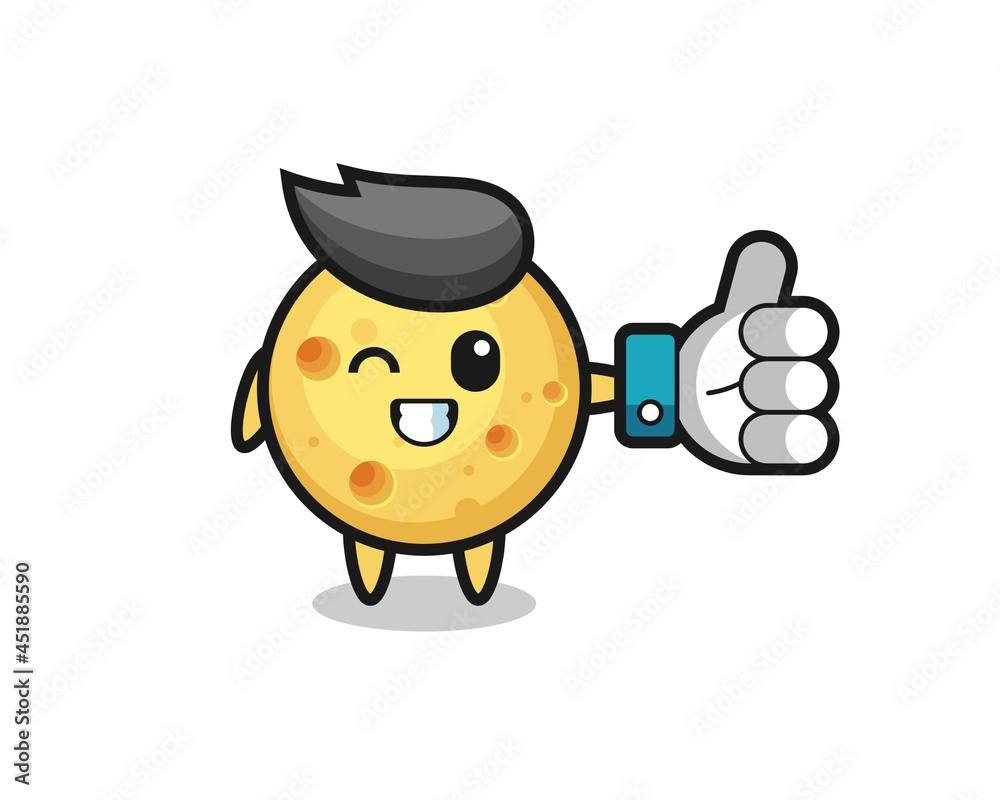 cute round cheese with social media thumbs up symbol cute round cheese with social media thumbs up symbol