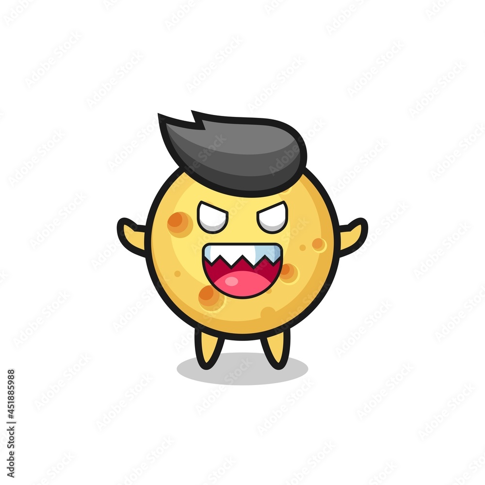 illustration of evil round cheese mascot character