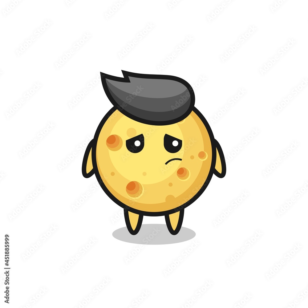the lazy gesture of round cheese cartoon character