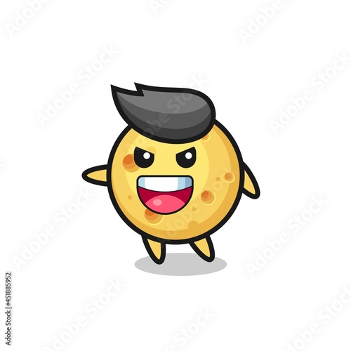 round cheese cartoon with very excited pose