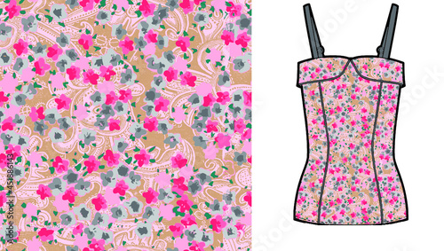 Seamless floral background. flowers pattern, used on mock up. Design for prints, wallpaper, textile. Vector illustration.