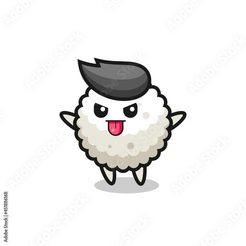 naughty rice ball character in mocking pose