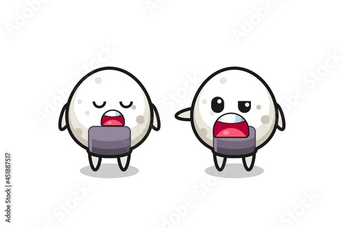 illustration of the argue between two cute onigiri characters